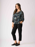 Memo Chiffon Shirred Detail Top