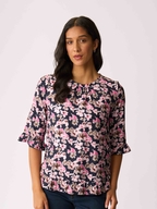 Foil Gathered Scoop Hem Top