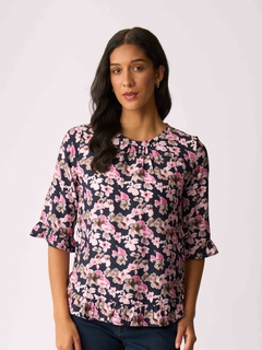 Foil Gathered Scoop Hem Top-style-MCRAES