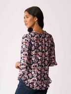 Foil Gathered Scoop Hem Top