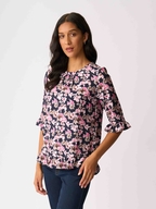 Foil Gathered Scoop Hem Top