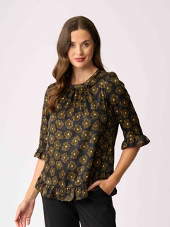 Foil Gathered Scoop Hem Top-style-MCRAES