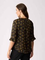 Foil Gathered Scoop Hem Top