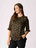 Foil Gathered Scoop Hem Top