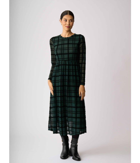 Foil Long Sleeve Tiered Dress