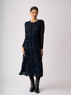 Foil Long Sleeve Tiered Dress