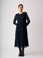 Foil Long Sleeve Tiered Dress