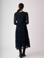 Foil Long Sleeve Tiered Dress