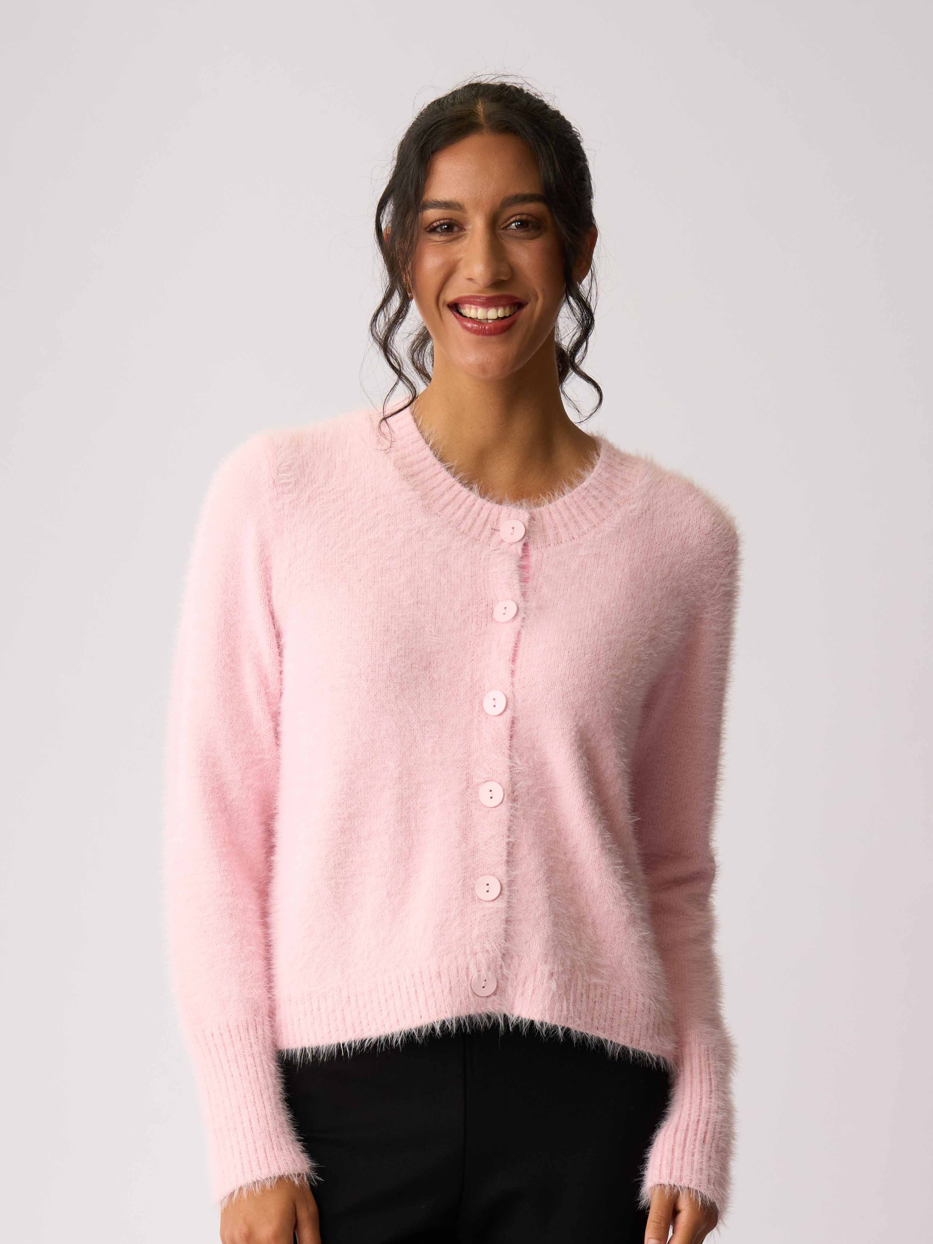 Foil Fluffy Cardigan - STYLE-TOPS : MCRAES - Foil W26 redhot fashions