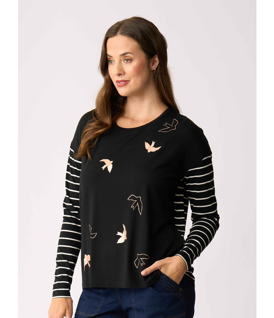 Foil Drop Shoulder Top