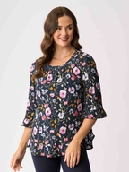 Foil Gathered Scoop Hem Top