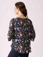 Foil Gathered Scoop Hem Top