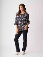 Foil Gathered Scoop Hem Top