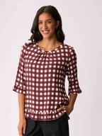 Foil Gathered Scoop Hem Top