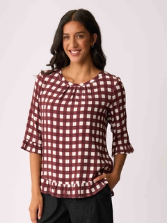 Foil Gathered Scoop Hem Top-style-MCRAES