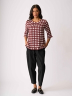 Foil Gathered Scoop Hem Top