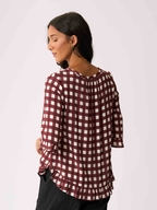 Foil Gathered Scoop Hem Top