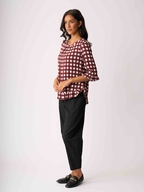 Foil Gathered Scoop Hem Top