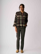 Foil Ruffle Neck Scoop Hem Top