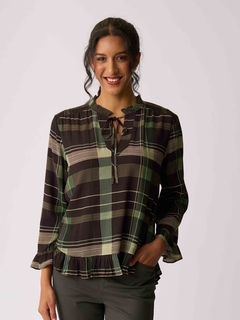 Foil Ruffle Neck Scoop Hem Top-style-MCRAES