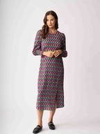 Foil Curved and Shirred Dress