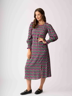 Foil Curved and Shirred Dress