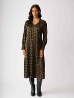 Foil Shirred Shoulder Dress