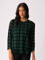 Foil Flocked Ruffle Hem Top