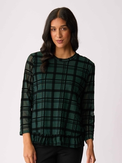 Foil Flocked Ruffle Hem Top-style-MCRAES