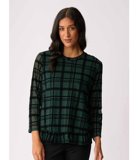 Foil Flocked Ruffle Hem Top