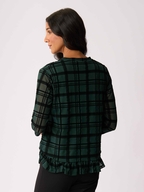 Foil Flocked Ruffle Hem Top