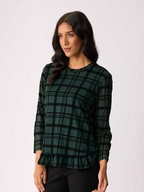 Foil Flocked Ruffle Hem Top