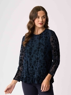 Foil Flocked Ruffle Hem Top