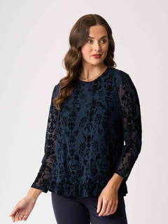 Foil Flocked Ruffle Hem Top-style-MCRAES