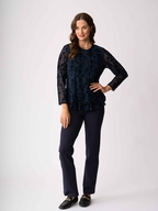 Foil Flocked Ruffle Hem Top