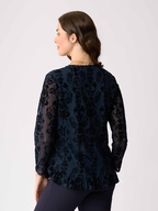 Foil Flocked Ruffle Hem Top