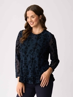 Foil Flocked Ruffle Hem Top