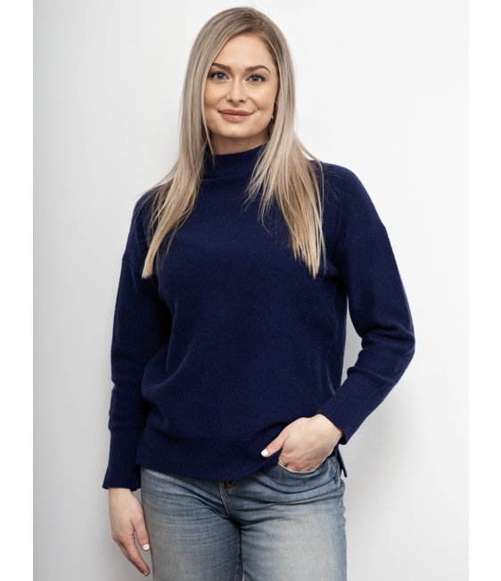 White on Black Funnel Neck Jumper