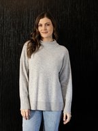White on Black Funnel Neck Jumper