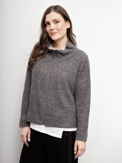 White on Black Boucle Zip Jacket-style-MCRAES