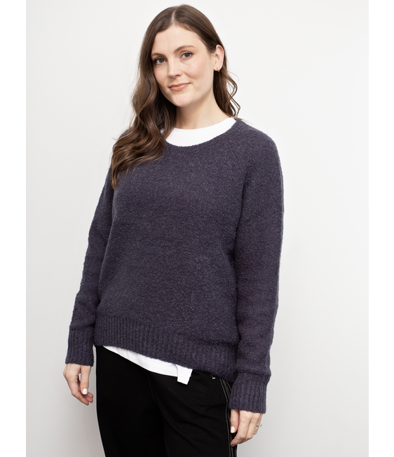 White on Black Boucle Crew