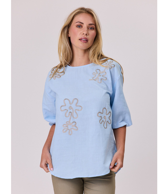 Classified Printed Linen Top