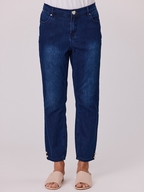 Classified Knit Denim 7/8 Jean with Button Heart Pearl Trim 