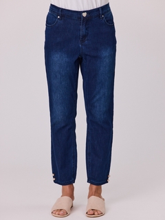 Classified Knit Denim 7/8 Jean with Button Heart Pearl Trim -style-MCRAES