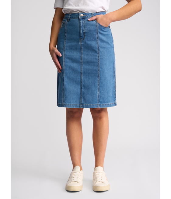 Vassalli Contrast Stitch Denim Skirt