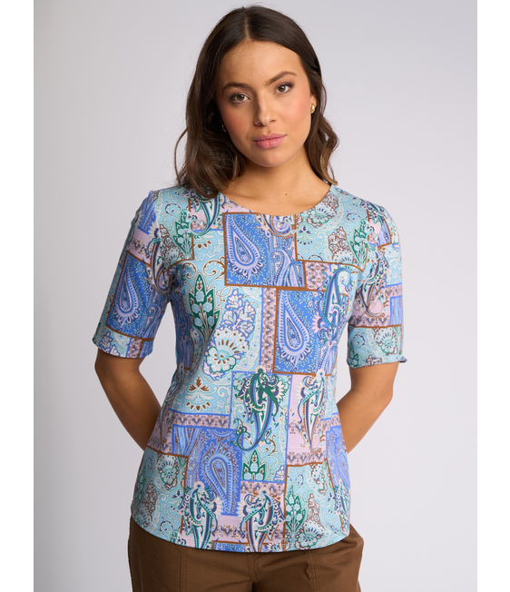 Vassalli Carmen Top - 3/4 Sleeve Round Neck Top