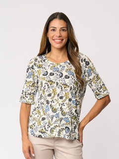 Foil Glow On Linen Top-style-MCRAES