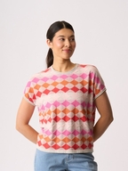 Foil Diamonds Drop Shoulder Top
