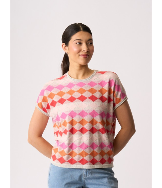 Foil Diamonds Drop Shoulder Top