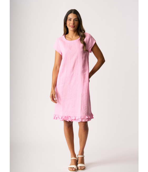 Foil Ruffle Dreams Linen Dress